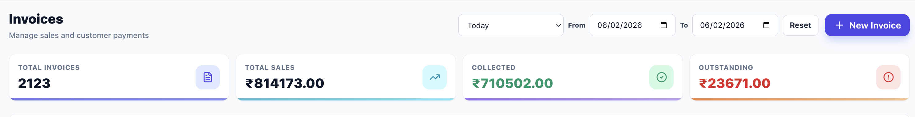 Inventory management list view